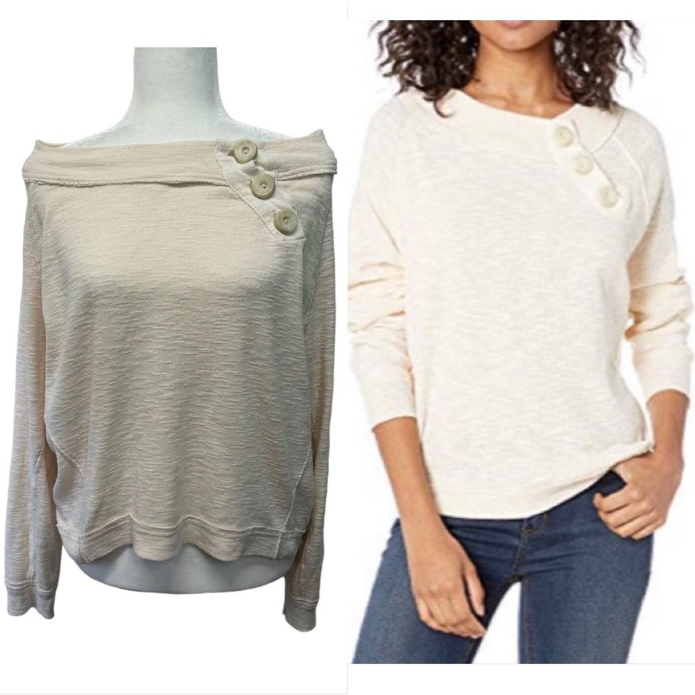 Free People Long Sleeve Pullover Top Women’s sz. S Relaxed Fit Cream - Picture 1 of 9